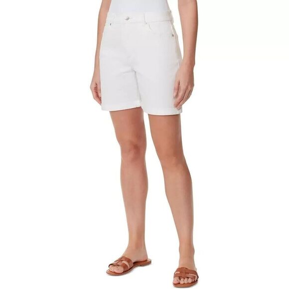Gloria Vanderbilt Womens High Rise Denim Shorts Stretch Pockets Vintage White 4 - Picture 1 of 5